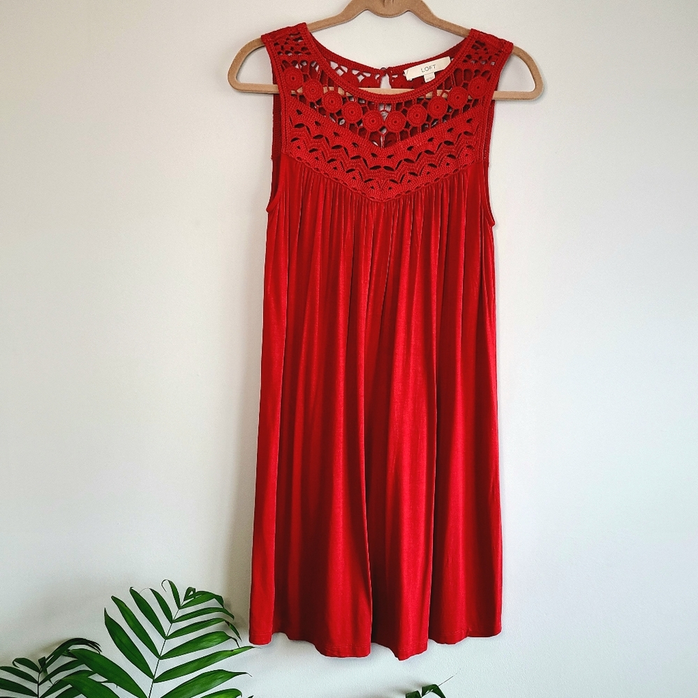Ann Taylor Loft Rust Crochet Dress